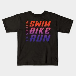 Swim Bike Run Triathlon Kids T-Shirt